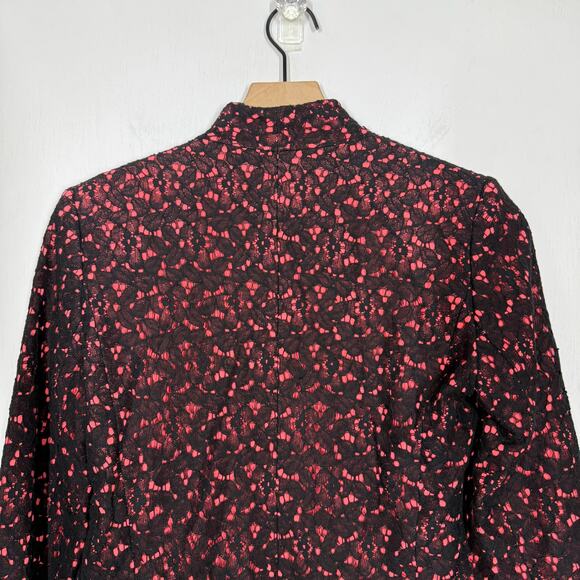 Sandro Open Lace Blazer Women's Size 36 Pink Black Elegant Career Workwear - Picture 5 of 8